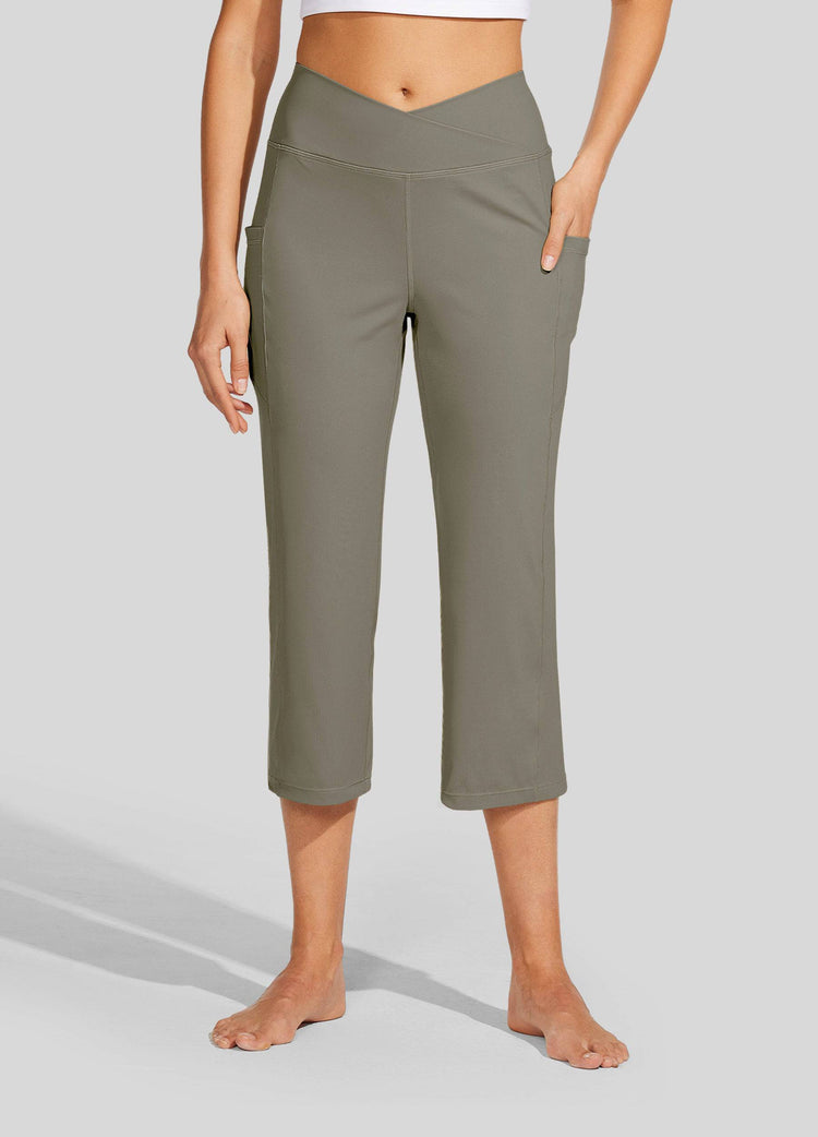 Willit Women's Crossover Yoga Capris 