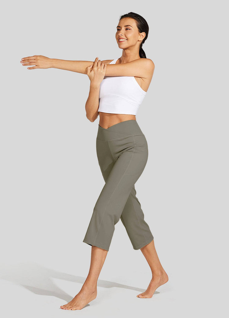 Willit Women's Crossover Yoga Capris 