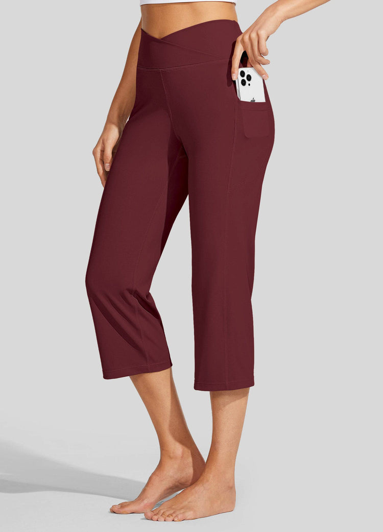 Willit Women's Crossover Yoga Capris 
