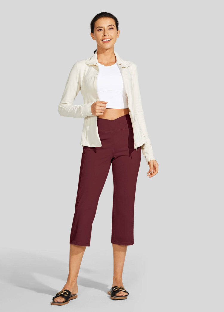 Willit Women's Crossover Yoga Capris 