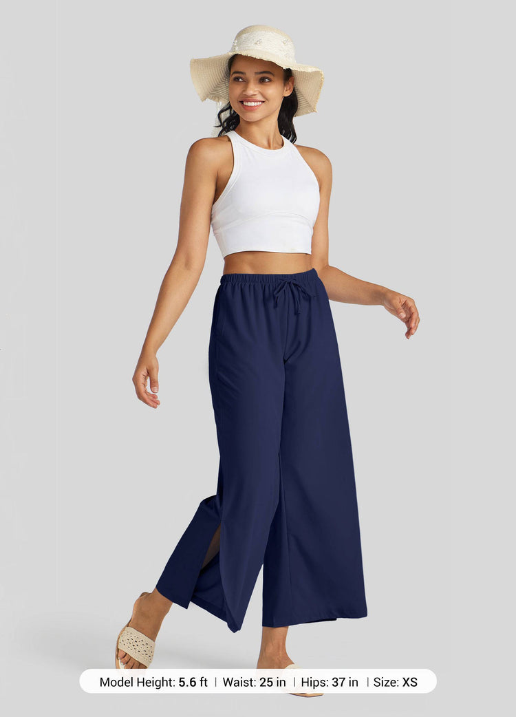 Willit Women's Wide-Leg Cropped Pants 