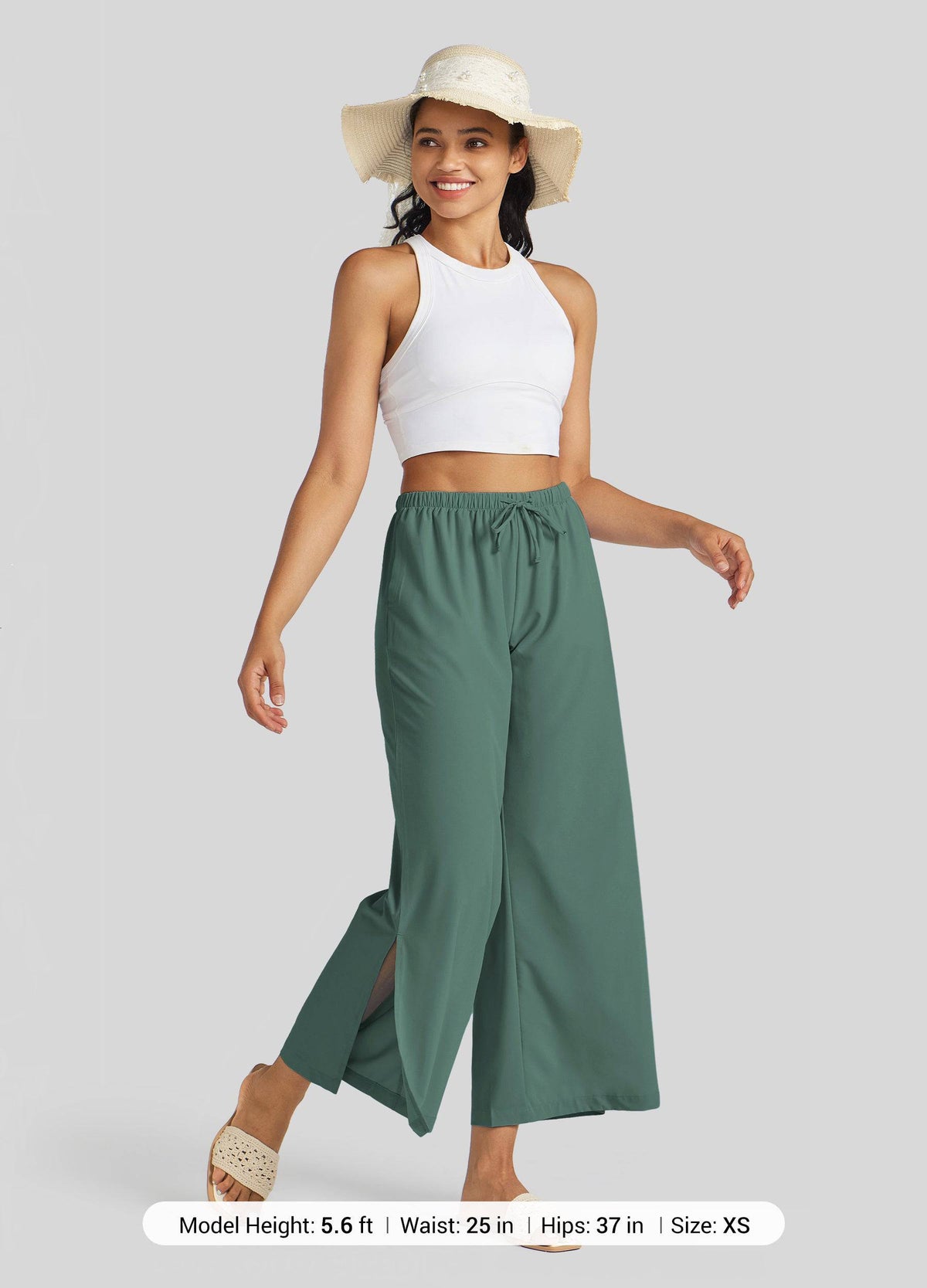 Willit Women's Wide-Leg Cropped Pants 