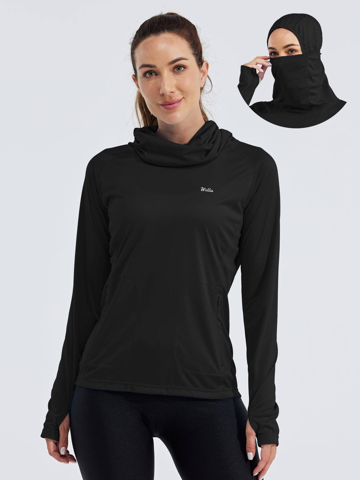 Women's Sun Protection Hoodie Long Sleeve with Face Mask Lightweights 