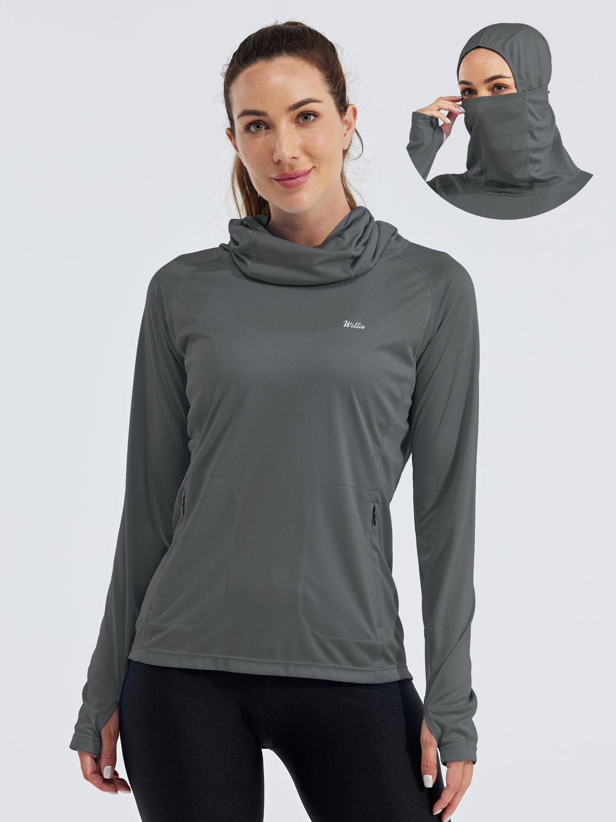 Women's Sun Protection Hoodie Long Sleeve with Face Mask Lightweights 