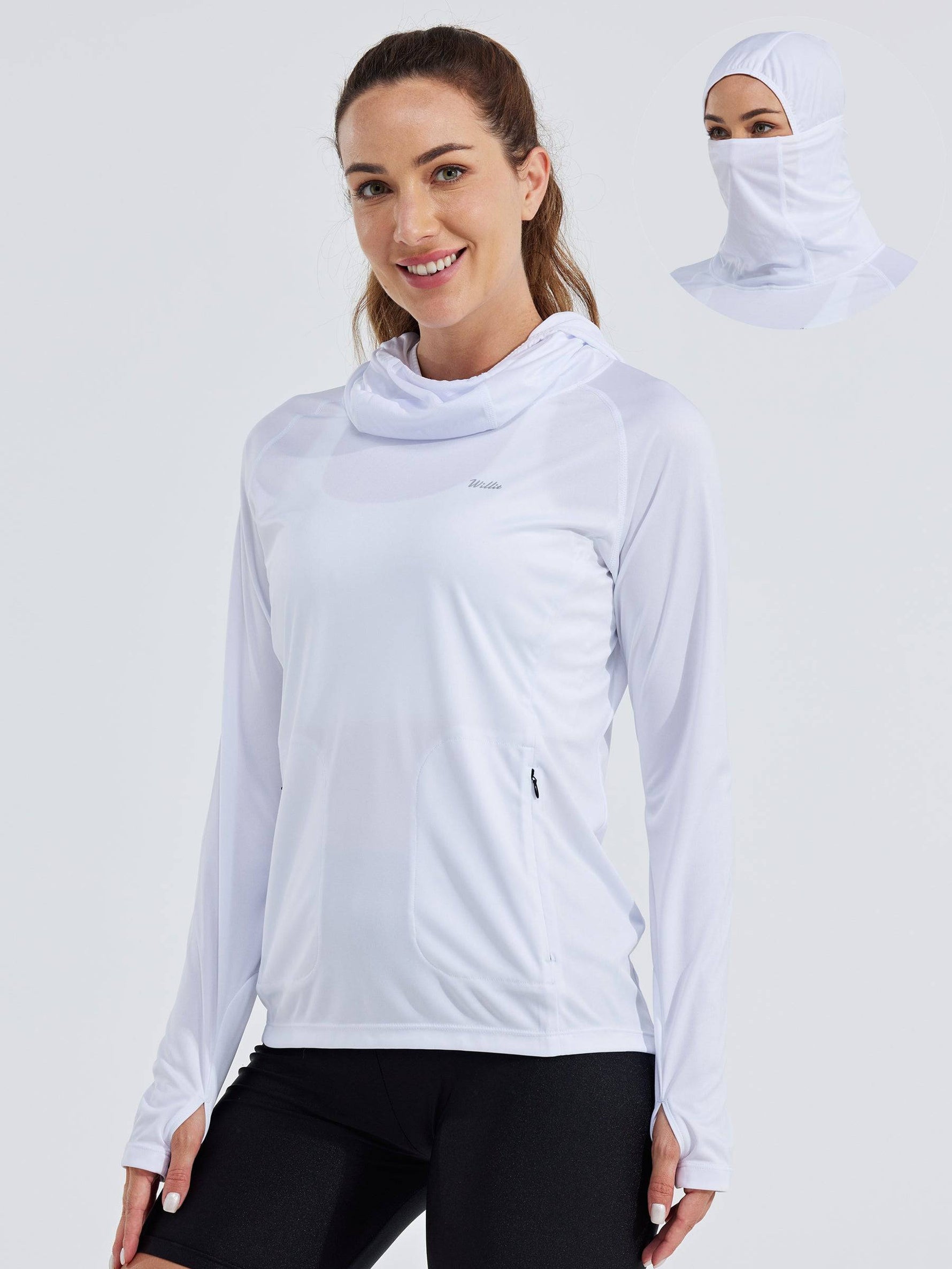 Women's Sun Protection Hoodie Long Sleeve with Face Mask Lightweights 