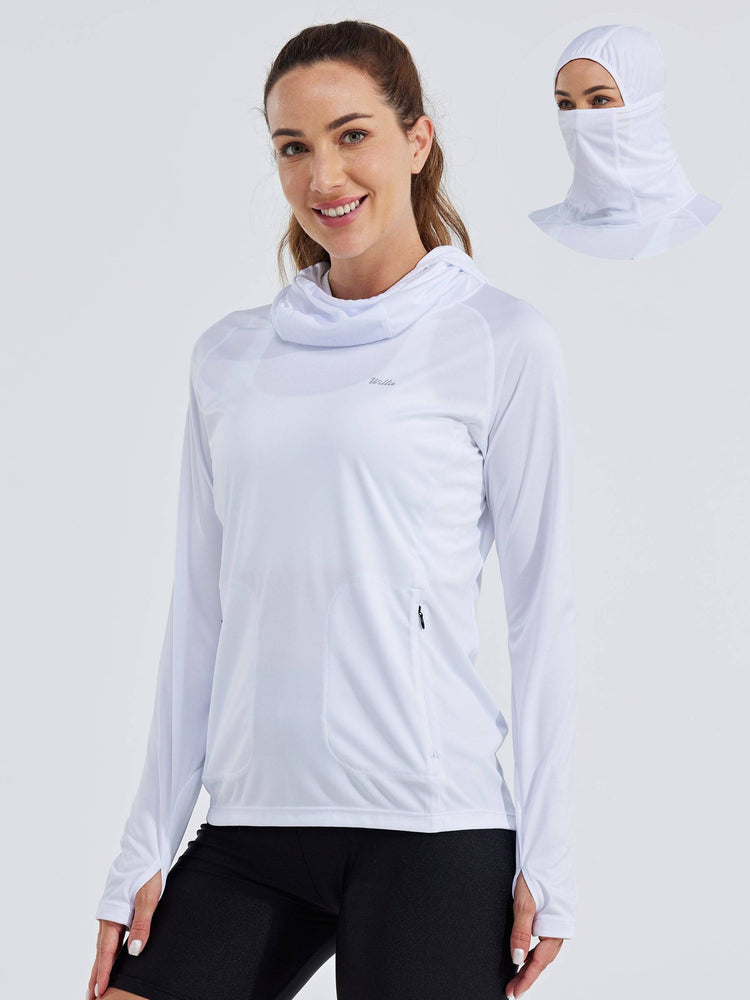 Women's Sun Protection Hoodie Long Sleeve with Face Mask Lightweights 