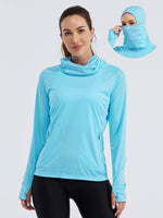 Women's Sun Protection Hoodie Long Sleeve with Face Mask Lightweights 