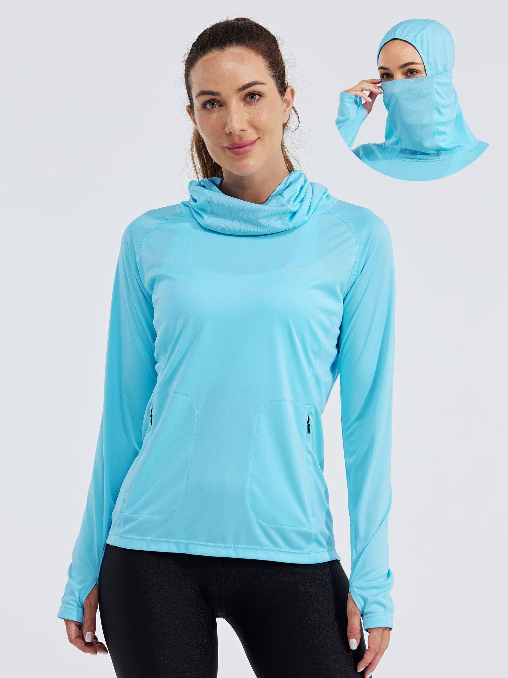 Women's Sun Protection Hoodie Long Sleeve with Face Mask Lightweights 