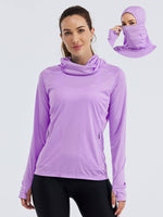 Women's Sun Protection Hoodie Long Sleeve with Face Mask Lightweights 