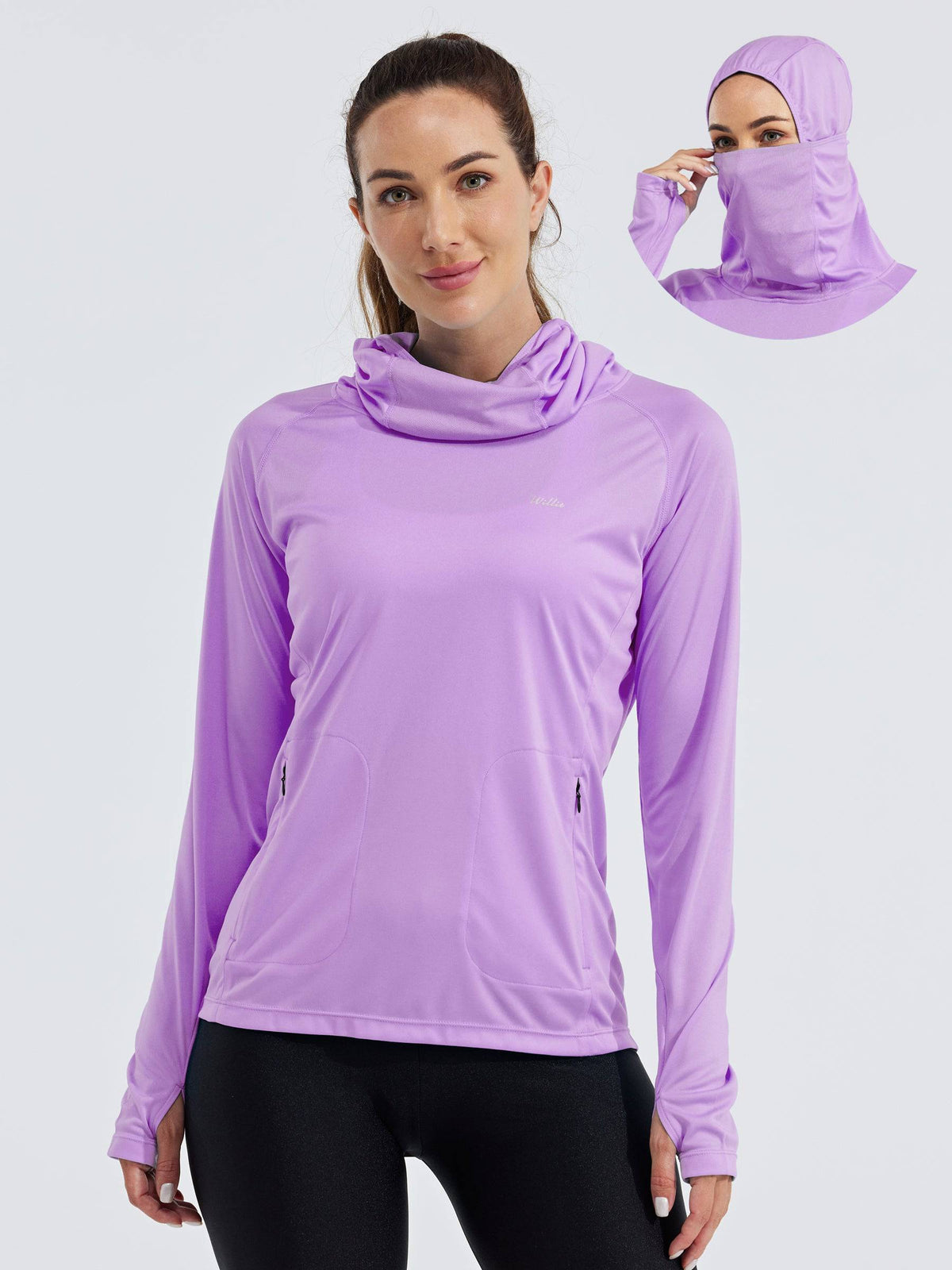 Women's Sun Protection Hoodie Long Sleeve with Face Mask Lightweights 