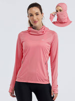 Women's Sun Protection Hoodie Long Sleeve with Face Mask Lightweights 