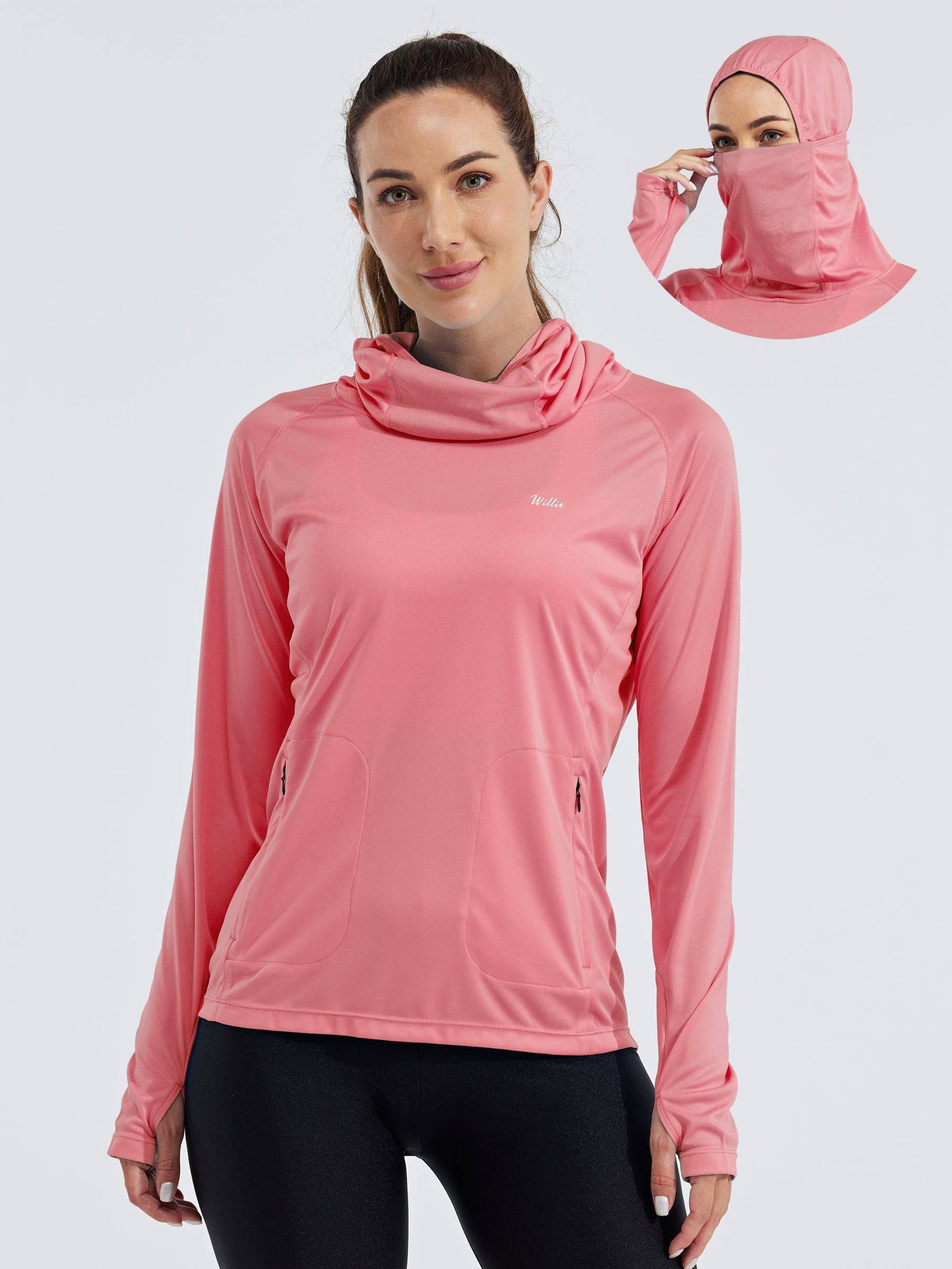 Women's Sun Protection Hoodie Long Sleeve with Face Mask Lightweights 