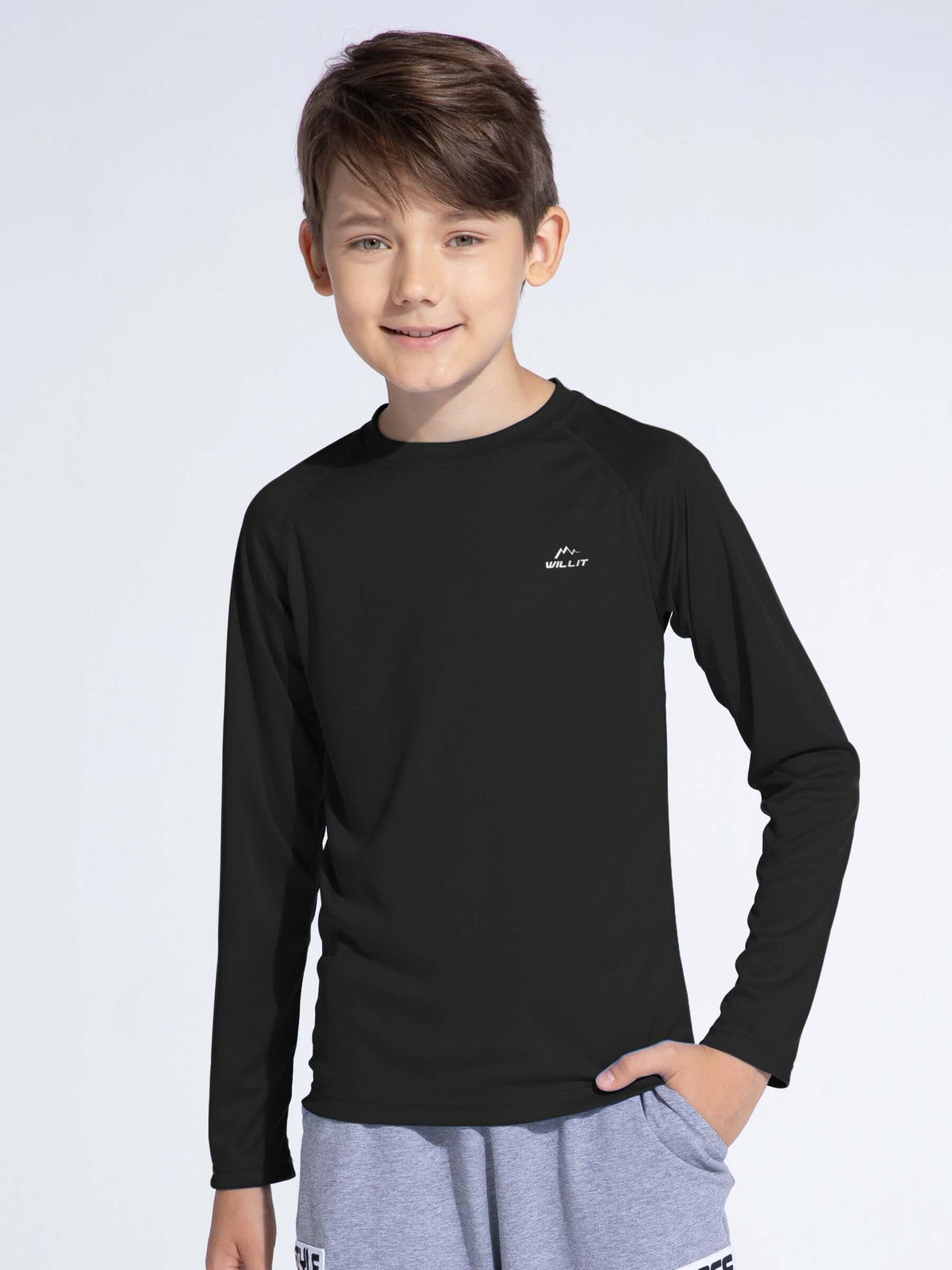 Boy's Long Sleeve Rash Guard Swim Shirts_