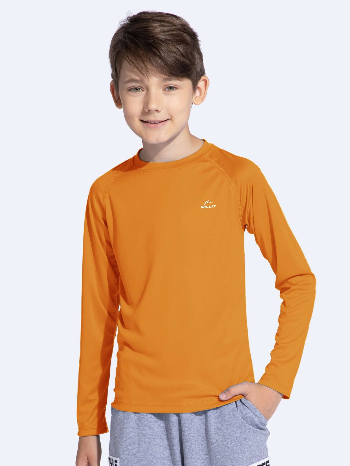 Boy's Long Sleeve Rash Guard Swim Shirts_