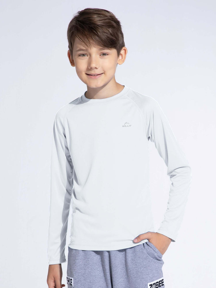 Boy's Long Sleeve Rash Guard Swim Shirts_ 