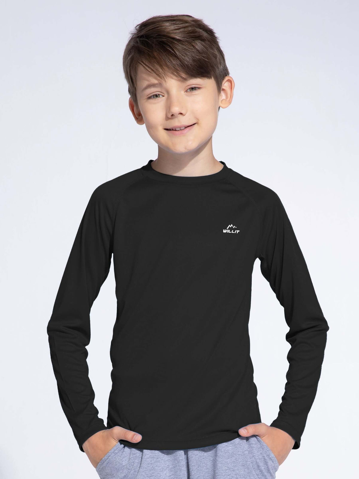 Boy's Long Sleeve Rash Guard Swim Shirts_