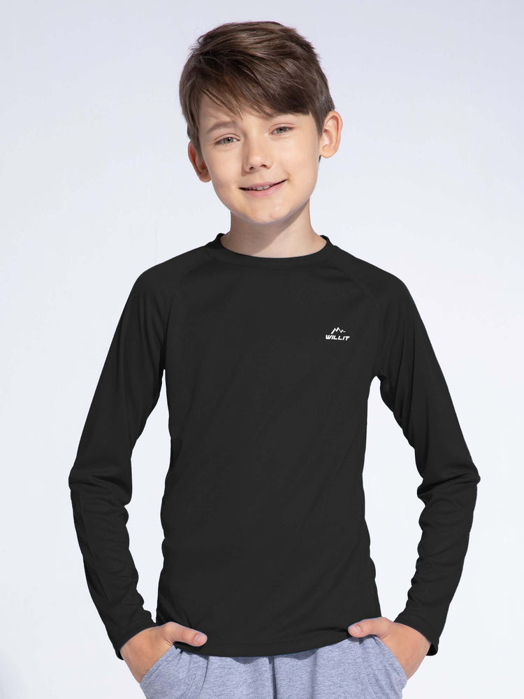 Boy's Long Sleeve Rash Guard Swim Shirts_