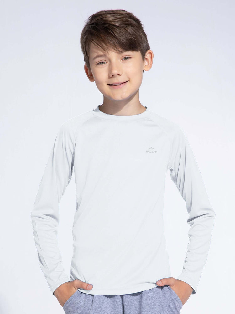 Boy's Long Sleeve Rash Guard Swim Shirts 