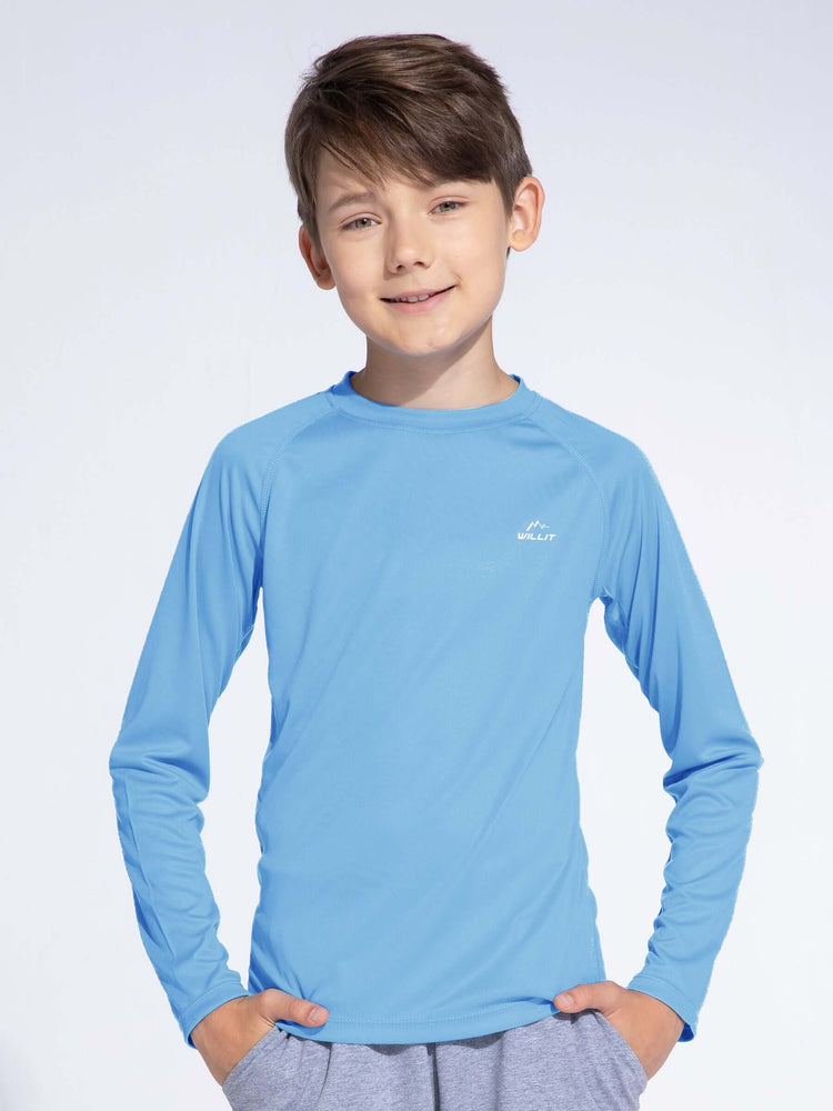 Boy's Long Sleeve Rash Guard Swim Shirts_