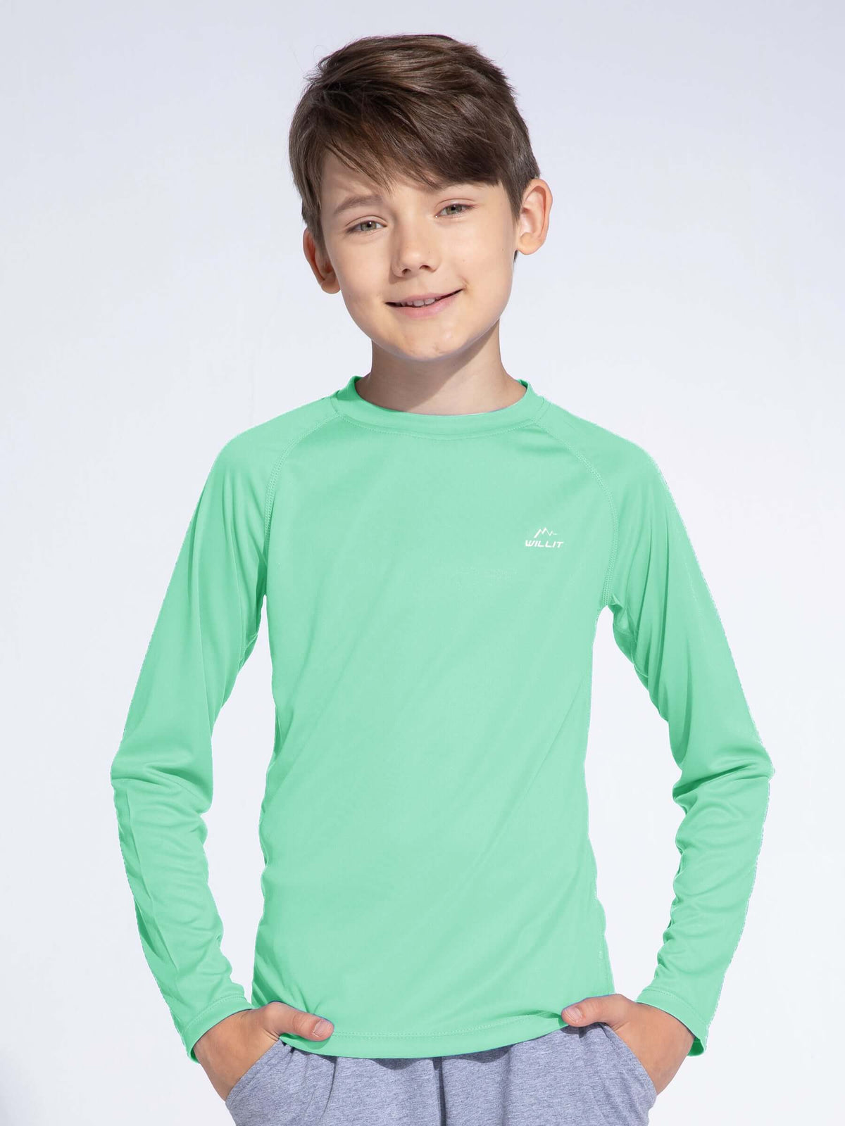 Boy's Long Sleeve Rash Guard Swim Shirts_ 